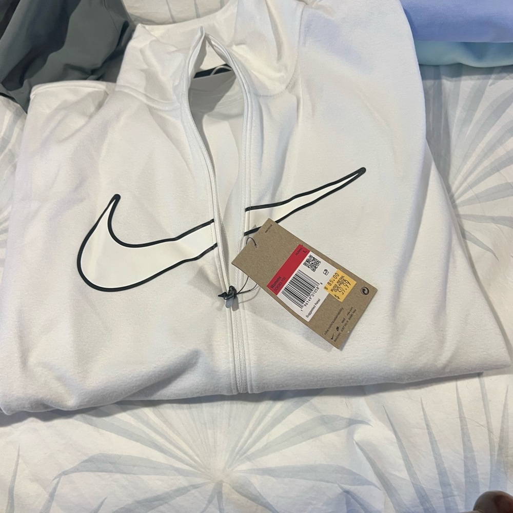 Nike White Zip-Up Hoodie